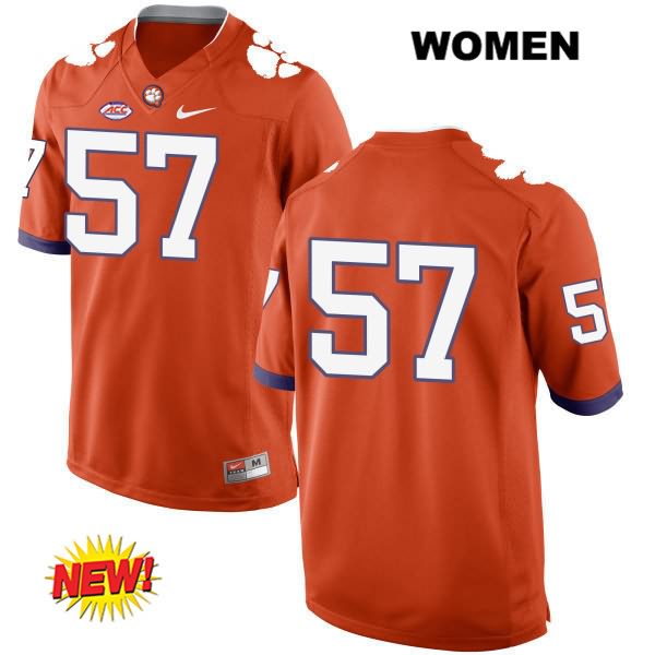 Women's Clemson Tigers #57 Jay Guillermo Stitched Orange New Style Authentic Nike No Name NCAA College Football Jersey DHS8446QB